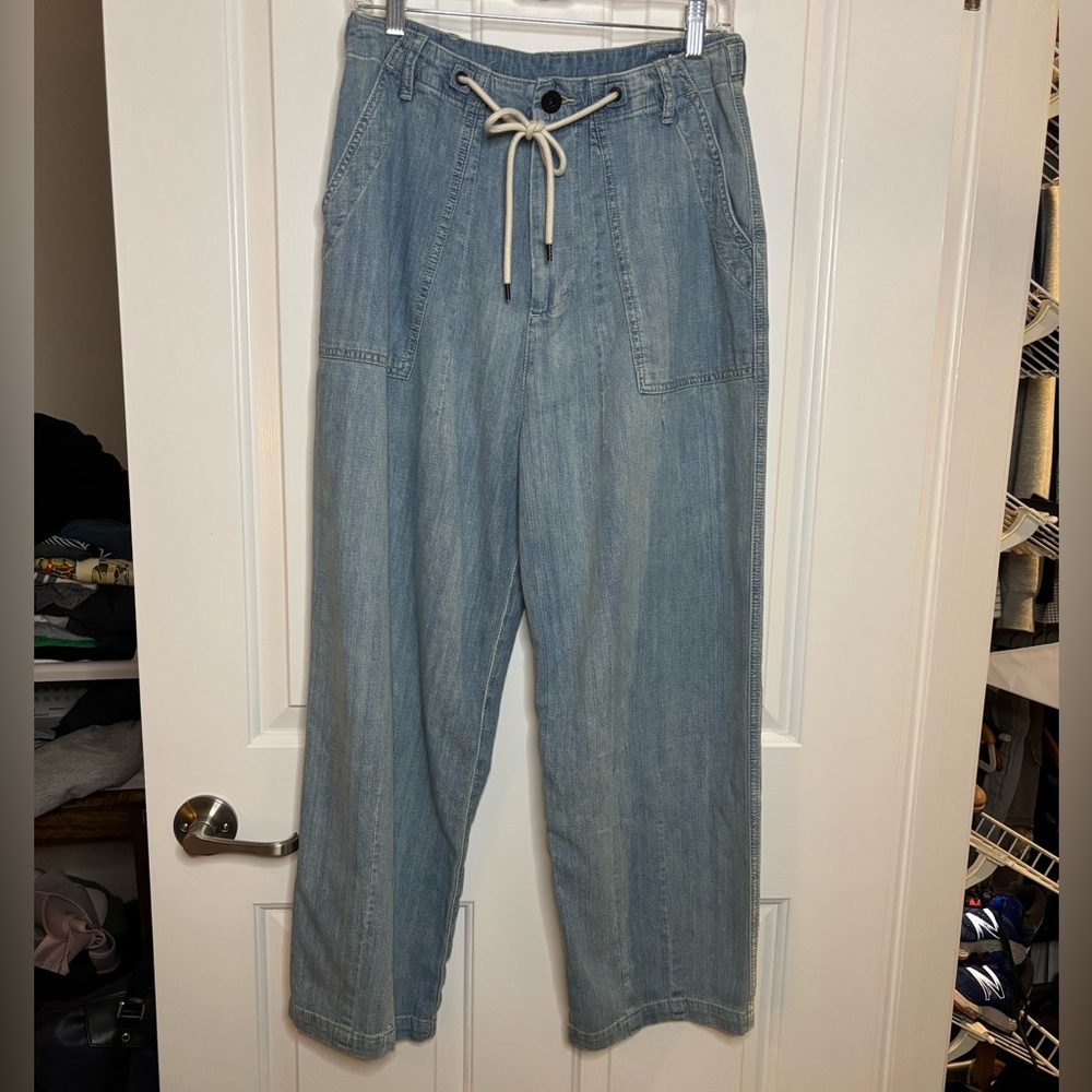 EUC James Perse Womens Light Blue Drawstring Denim Utility Pant size 26